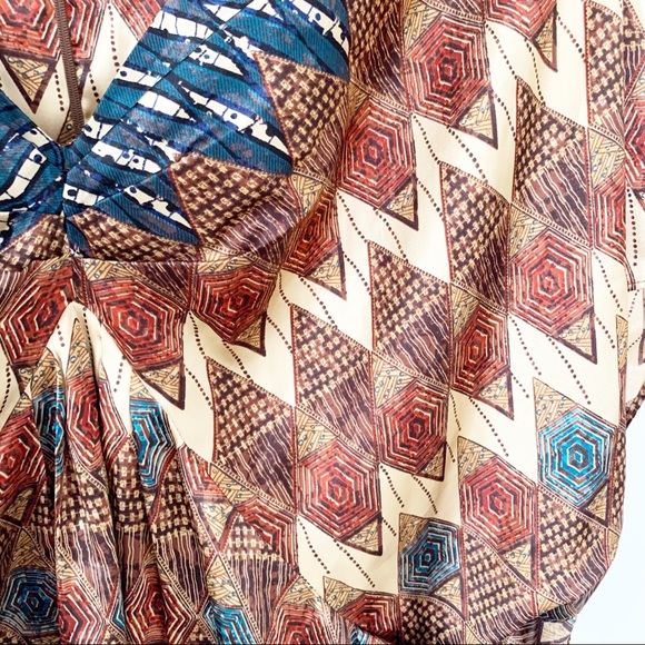 Allen B by Allen Schwartz Brown Printes Boho Kimono Blouse - Picture 5 of 7